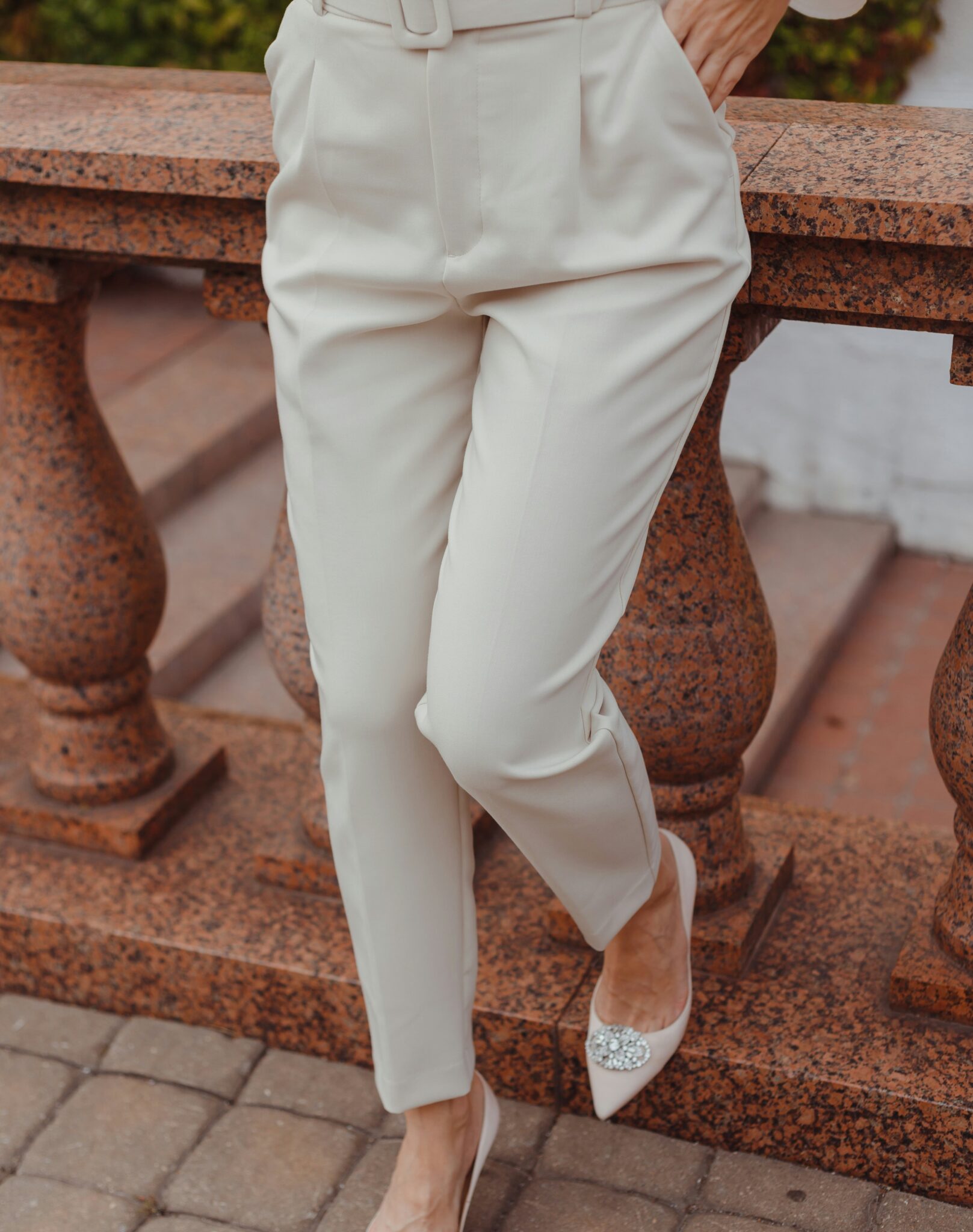 beige trousers