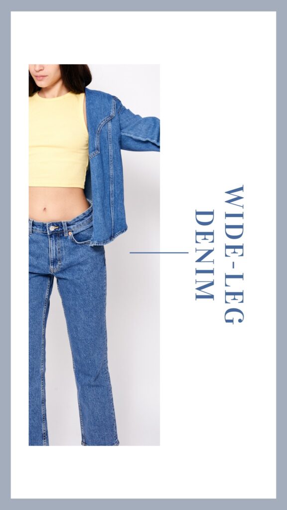 Straight wide-leg denim jeans styled with blazer – casual chic wardrobe essential